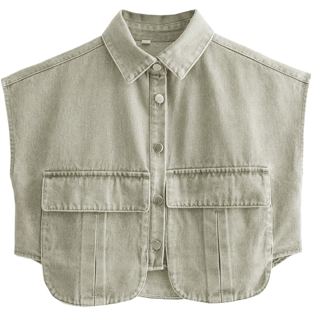 Sleeveless Button-Up Denim Vest